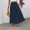Женская модная однотонная кружевная эластичная юбка с высокой талией в стиле бохо, повседневная юбка А-силуэта