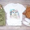 Women Cartoon Dog Tshirts Funny Face Animal Casual Pet Love Fashion Print Lady T-Shirts Top Womens Graphic Female T-Shirt