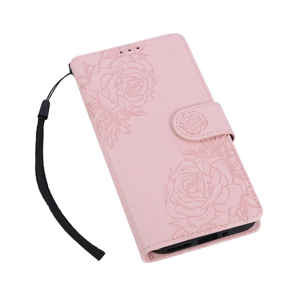Чехол для Google Pixel 9a Кожаный кошелек-чехол для телефона с розовым цветком и 3 отделениями для карт