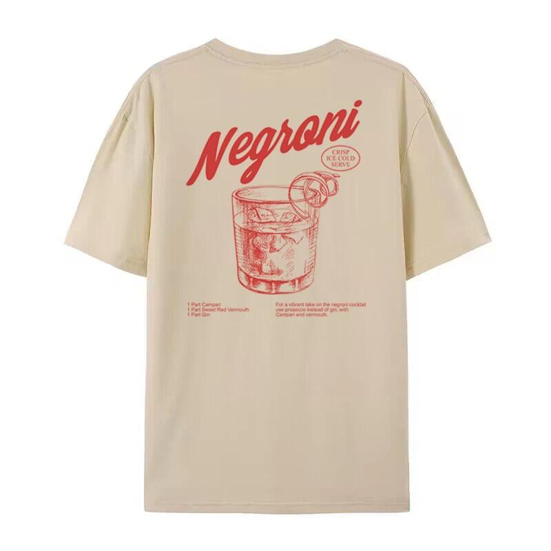 Negroni Unisex Back Print Retro Style TShirts Cocktail Drinking T Shirt Harajuku Streetwear Graphic Tees Unisex Vintage Clothing