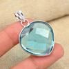 Blue Topaz Heart Gemstone Jewelry Handmade 925 Solid Silver Pendant For Her
