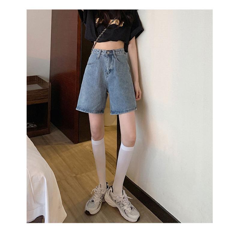 Джинсовые шорты Quarter женские весна-лето с высокой талией, широкие повседневные брюки 5 Minute Straight средней длины