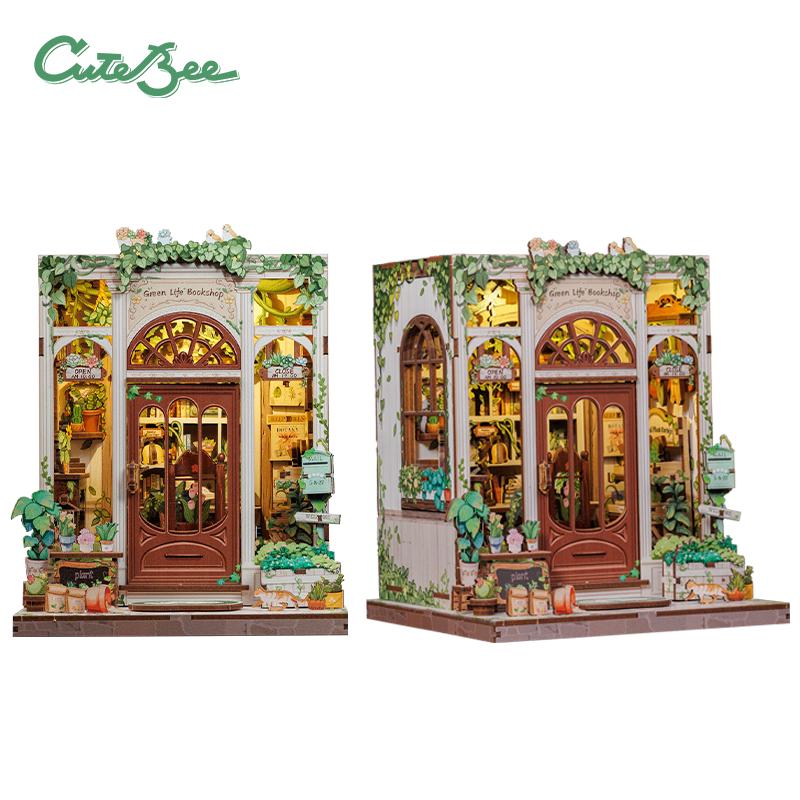 CUTEBEE Book Nook DIY Building Kit with Laser-Cut Precision Pieces 3D Wooden Puzzle Collectible Desk Home Decor for Gift Idea