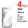 4Pcs Protective Glass For iPhone 16 Pro Max HD Tempered Glass iPhone16 I Phone 16 Plus 16Pro Max 5G 2024 Screen Protector Films