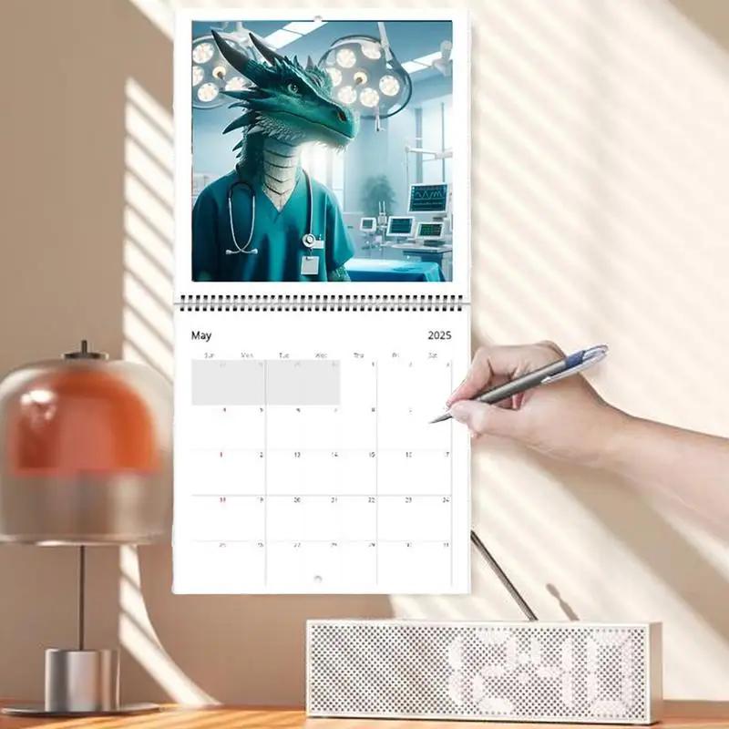 Календарь работы Драконы, 2025 Креативный настенный календарь Забавный календарь Драконы Вертикальные ежемесячные календари для домашней организации