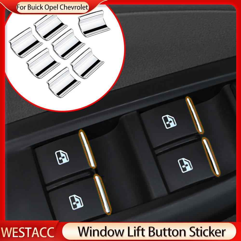 7Pcs/set Car Window Lift Button Sticker Sequins Trim for Chevrolet Cruze Malibu TRAX/Buick Encore Excelle/Opel Mokka