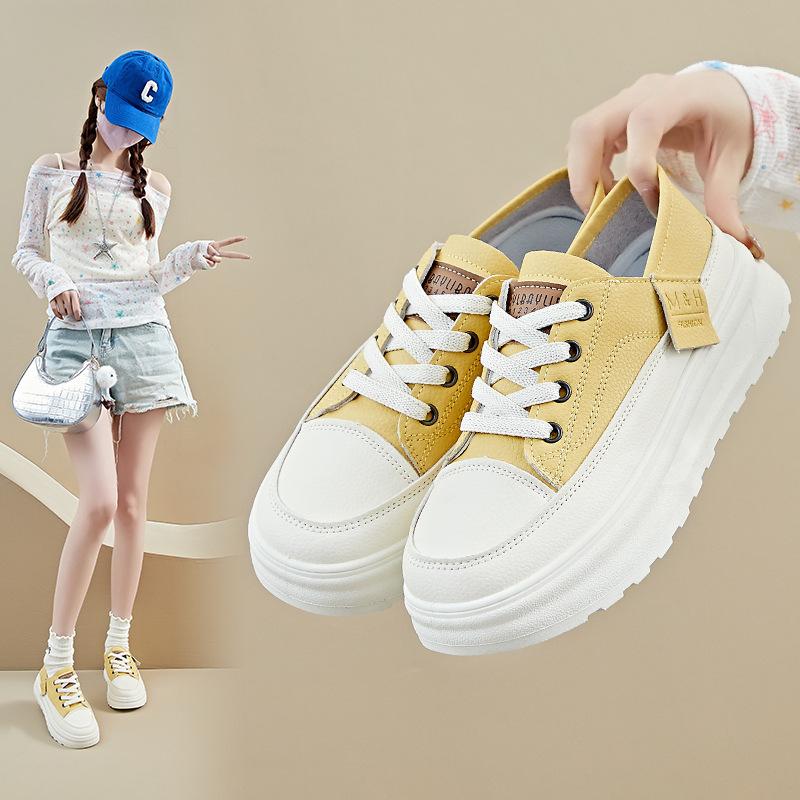 Белая обувь двойного ношения для лета, новый стиль, сетчатая дышащая обувь на платформе для студенток, повседневная обувь