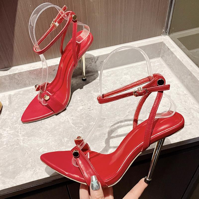 Fashion Eilyken Summer Rivet Design Buckle Strap Women Sandals Sexy Open Toe Wedding Stripper Heels Shoes Zapatos De Mujer