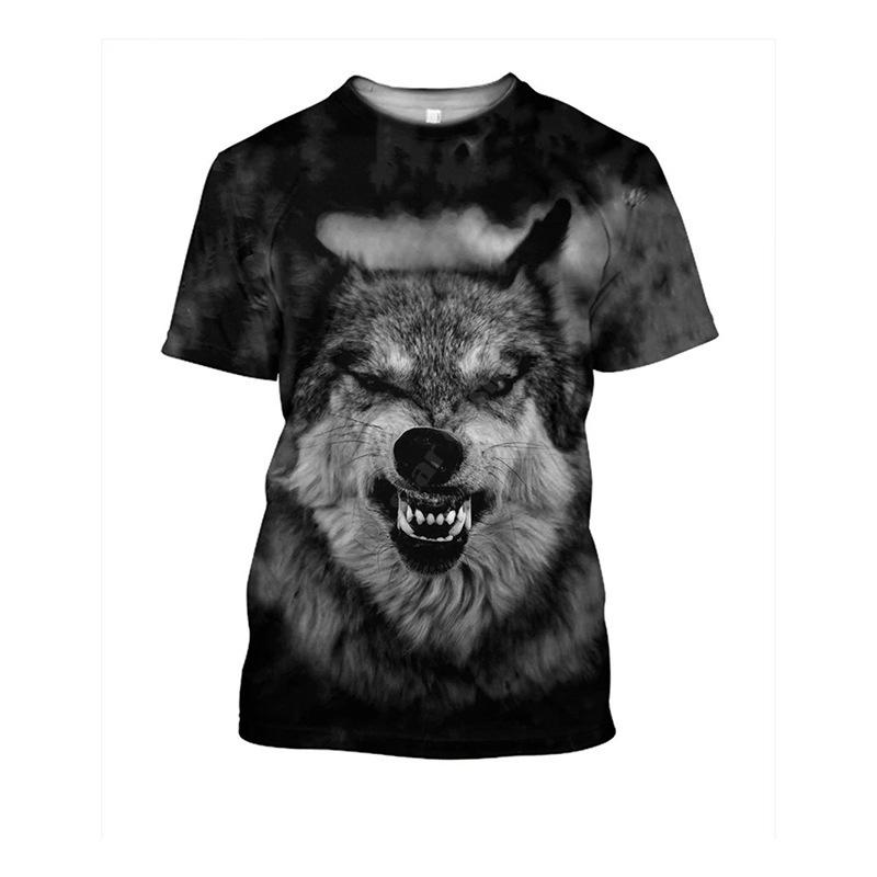 Летний топ с круглым вырезом и 3D-принтом с волком, модная повседневная мужская футболка с коротким рукавом