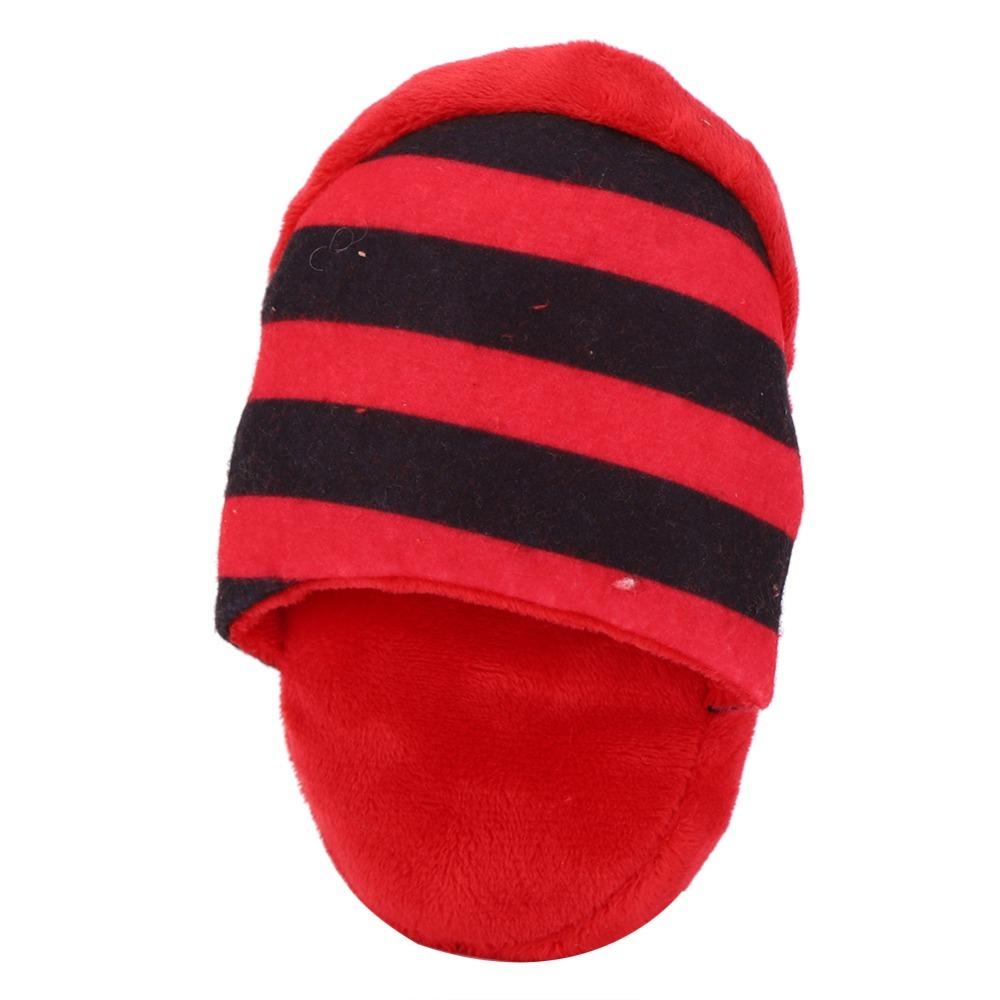 3PCS Colorful Stripe Dog Slipper Toy Soft Plush Dog Chew Toy Plush Squeaky Toy  Calming Effect