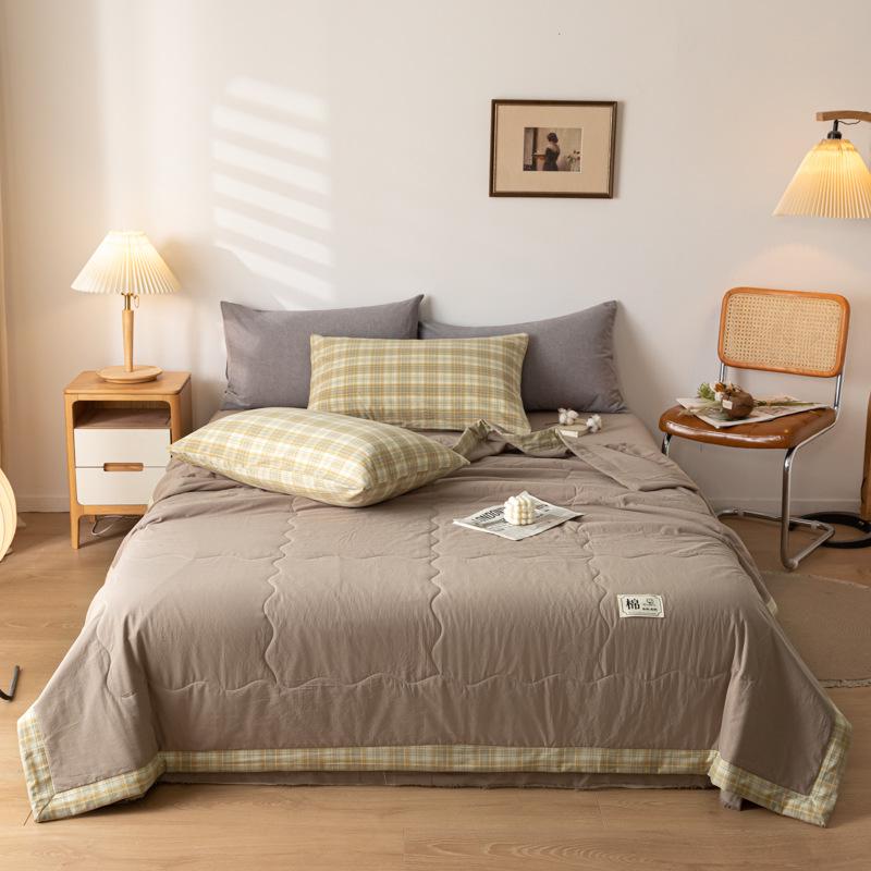 Стиганое одеяло из чистого хлопка - Мягкое, Легкое, Дышащее, Идеально для лета, Доступно в односпальном и двуспальном размерах.