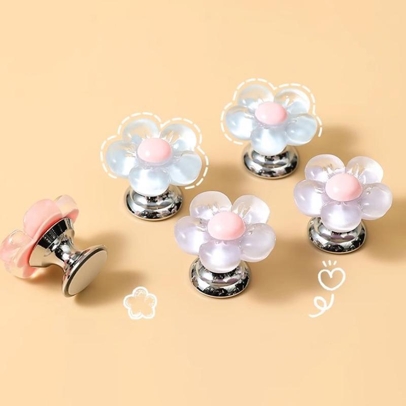 Flower Shape Self-Adhesive Toilet Press Button Nail Protector Toilet Presser Bathroom Decor Accessories Water Tank Drain Buttons