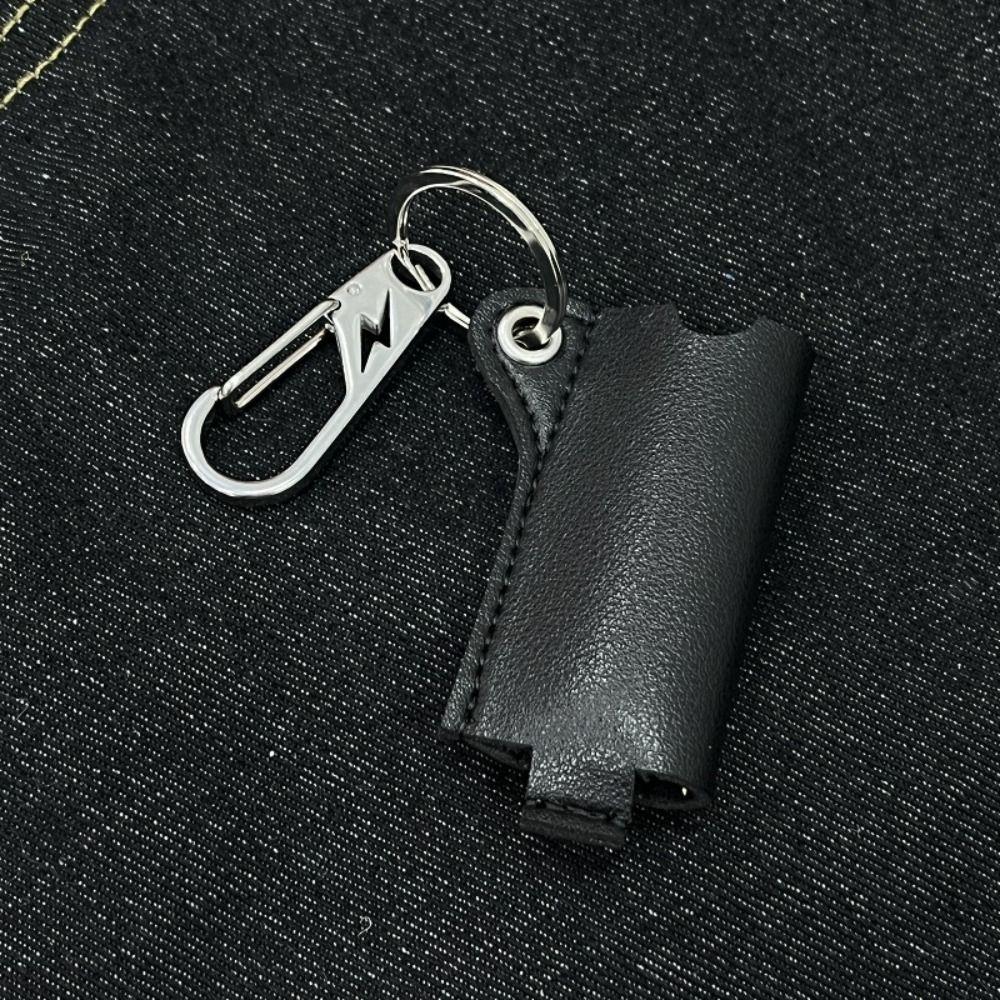 Versatile Leather Lighter Case Portable Simple Design Keychain Accessory Black Lighter Holder Unisex Fashion Jewelry