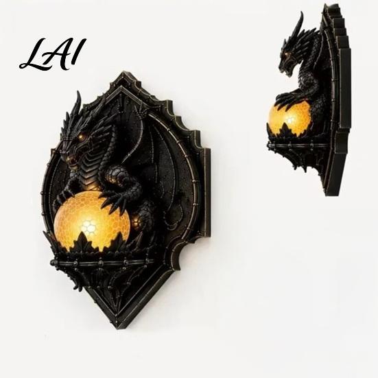 Fine Carved Wall Lamps for Bedroom Decor Vintage Crow on Branch Lamp Gothic Dragon Sconce Artistic Hand Office Living Room Bedroom Fantasy
