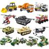 WW2 Military Army Armored Vehicle City Engineering Car Police Truck Building Blocks Tank Helicopter Bricks Fire Fighting Set Toy