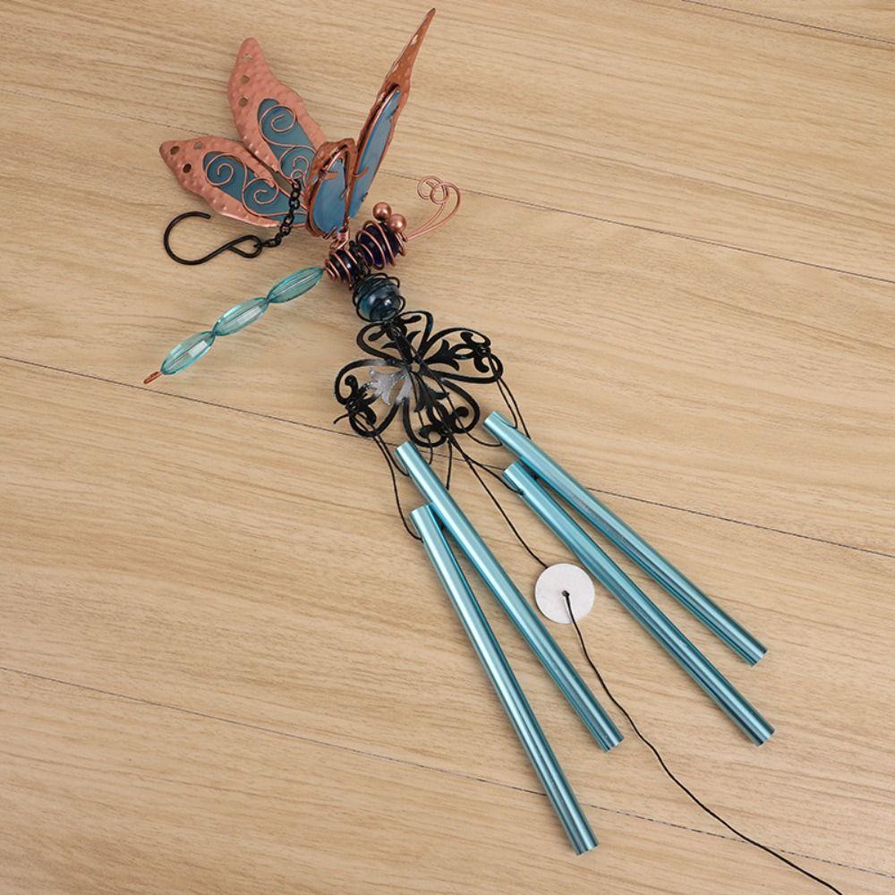 Vintage Bell Pendant Fluorescent Hanging Decoration Crafts Luminous Dragonfly Wind Chime Gift