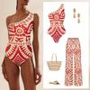 Fashion Sexy One-piece Swimsuit Women's Belly-covered and Strapped Swimwear Mesh Beach Pants Set