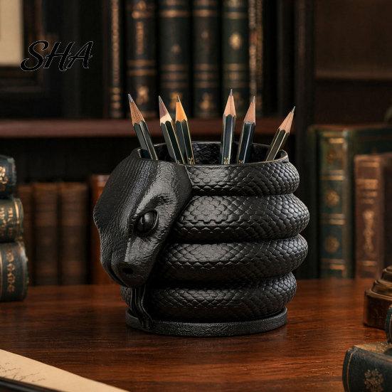 Аксессуар для стола в темном стиле, 3D-печатный держатель для ручек в форме змеи, Креативный настольный органайзер для карандашей, гелевых ручек, цветных ручек, канцелярских ножей, Канцелярские принадлежности