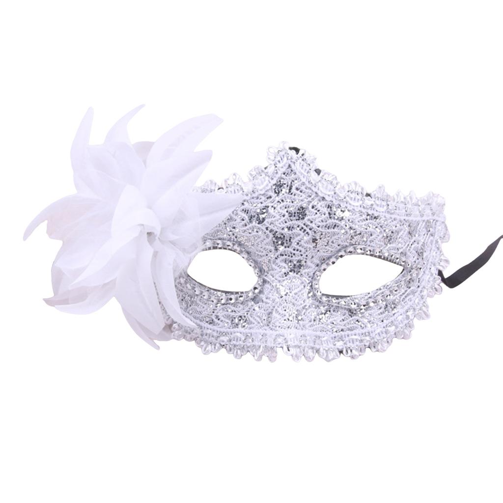 Feather Rhinestones Masquerade Mask Lace Flower Half Face Sexy Feather Flower For Couple Masquerade Ball Party Game