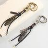 Креативный автомобильный брелок для ключей, винтажная сумка, подвеска, портативный бронзовый брелок с перьями для мужчин и женщин