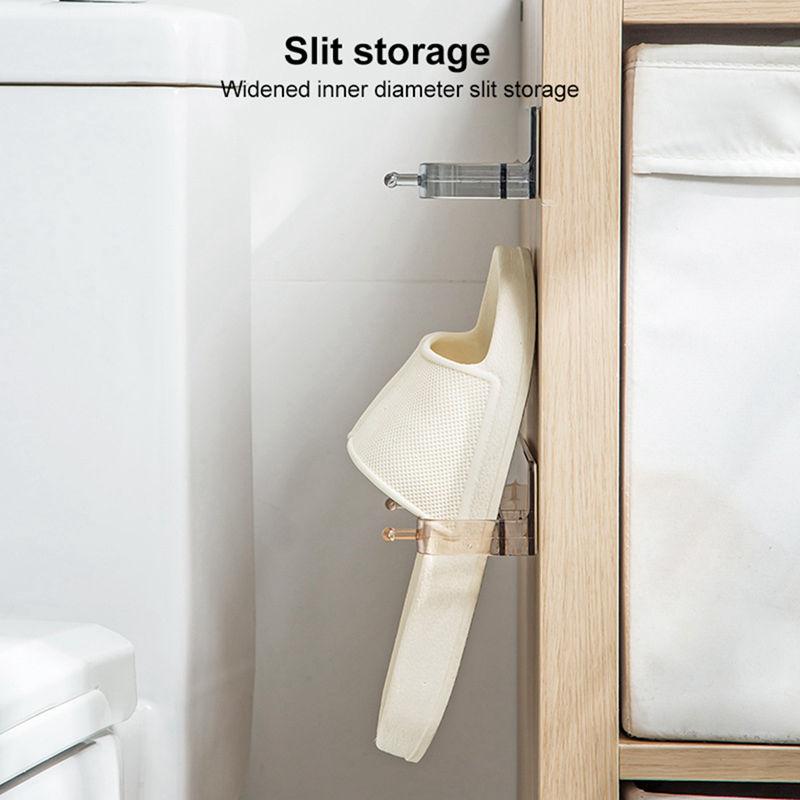 Прозрачная полка для тапочек в ванной комнате, бесплатная перфорированная настенная подвесная полка для хранения обуви, полка для туалетной обуви