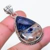 Natural Sodalite Gemstone Handmade 925 Sterling Silver Pendant 1.85" AP-14821