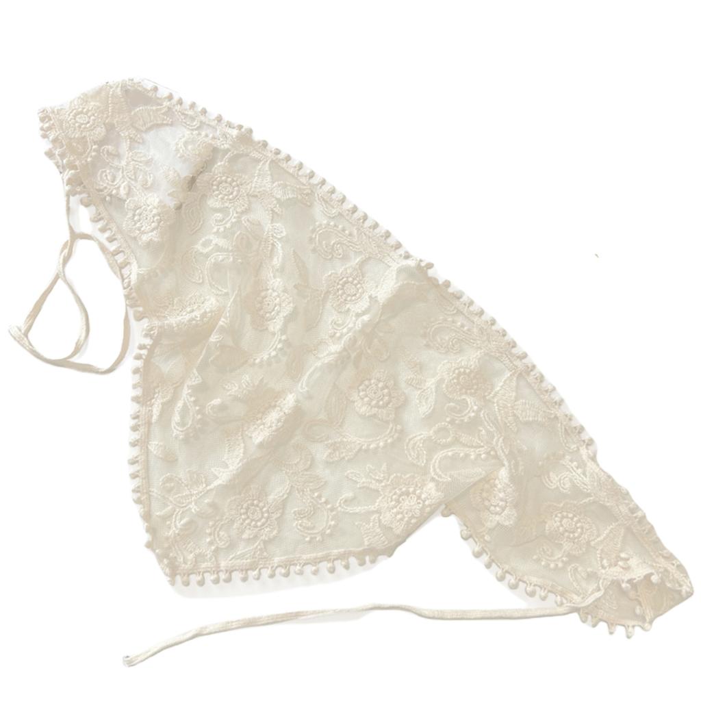 Elegant French Farm Style Lace Triangular Headscarf Stylish Scarf Head Wrap Korean Fashion Hair Band for Women and Girls