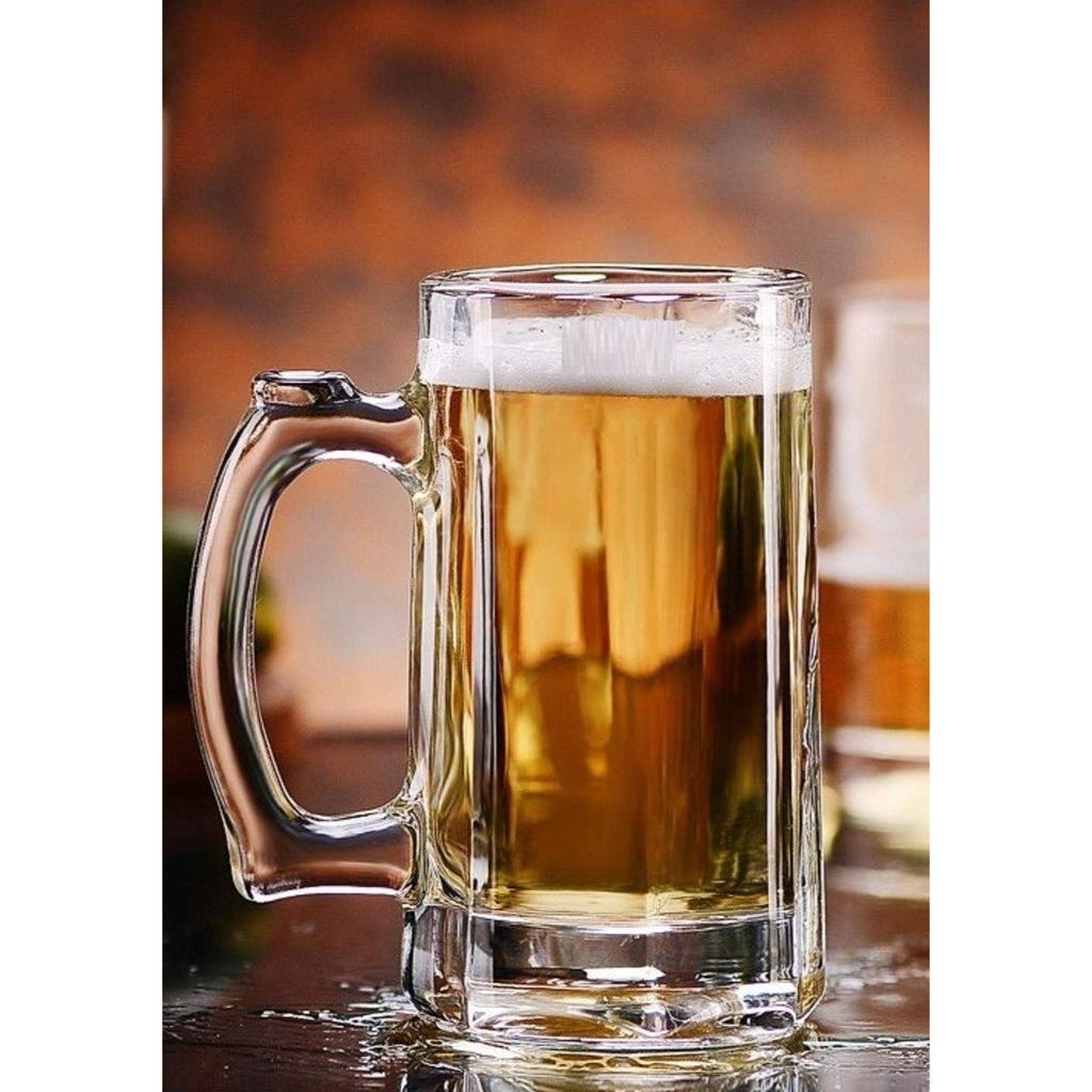 Crystal Beer Mugs Set of 12 with Strong Handle Transparent - 400ml- (Premium Fancy Beer Mug for Husband)