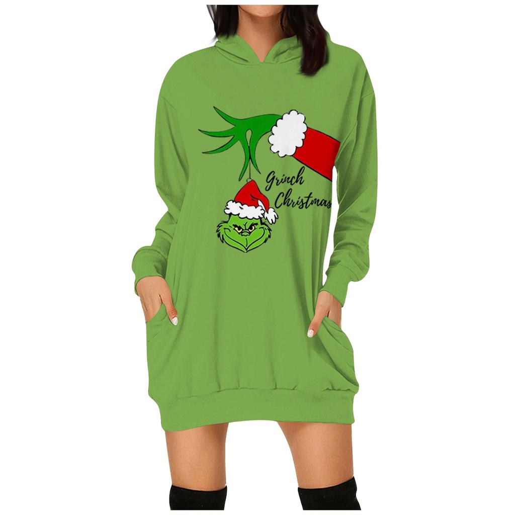 Женская мода Рождественский принт Карманы Толстовки с длинными рукавами Пуловеры Толстовки