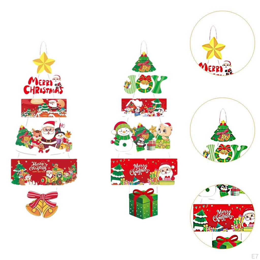 2 Pack Christmas Door Hanging Ornaments Front Signs for Window, Porch, Holiday, Wall