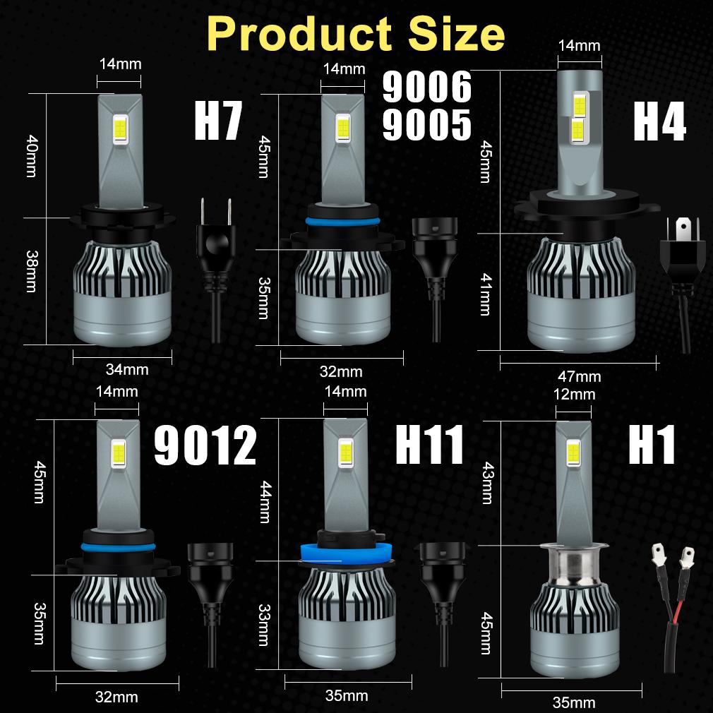2 шт. автомобильные фары H4 LED H7 18000LM H1 H8 H11 светодиодные лампы Atuo для автомобильных фар HB3 HB4 9005 9006 9012 Hir2 Turbo светодиодные лампы 12 В
