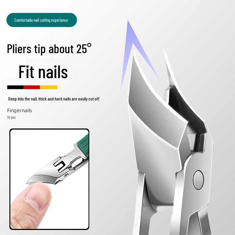High-Grade Anti-Splash Angled Nail Clippers Set - Large Opening, Three-Piece for Grooved Nails