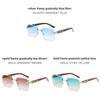 Leopard Theme Minimalist Metal Frame Square Sunglasses With Gray Lenses For Travel And Parties