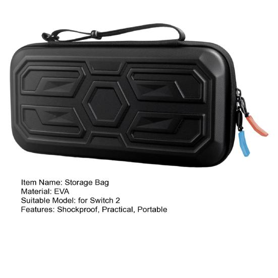 Game Console Storage Bag Protective Cover with 10 Card Slots Zipper Closure Shock-proof Impact Resistant Carrying Travel Bag for Switch 2