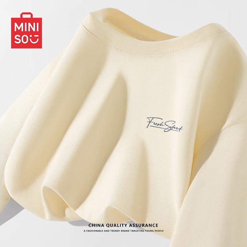 MINISO Мужская футболка с длинным рукавом из чистого хлопка, плотная