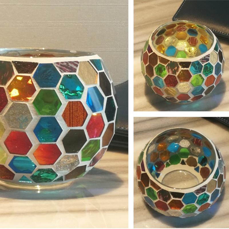 Украшение дома Классический Европейский Мозаичный Стеклянный Подсвечник Свадебные Украшения Рождественские Подарки