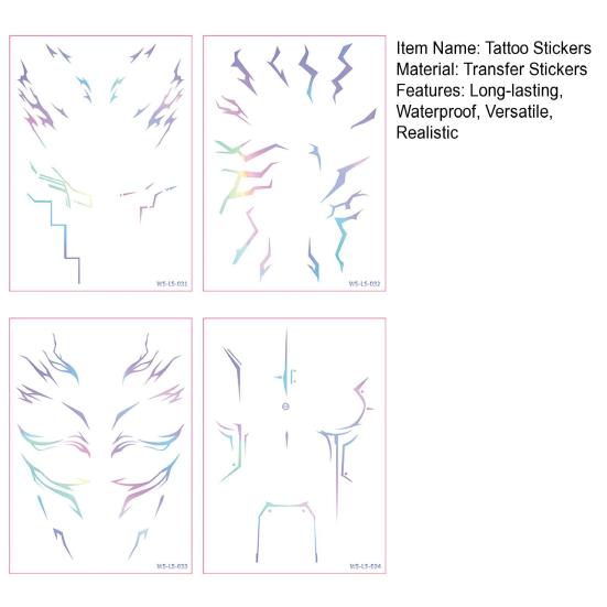 4 шт. временных татуировок для косплея, ролевых игр, костюмных реквизитов K-Pop, водостойкие наклейки-татуировки для вечеринки и фестиваля