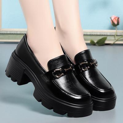 Модные весенние туфли-лоферы из мягкой кожи на платформе для женщин. Модные элегантные черные туфли Мэри Джейн с круглым носком. Повседневные нескользящие удобные туфли-лоферы.