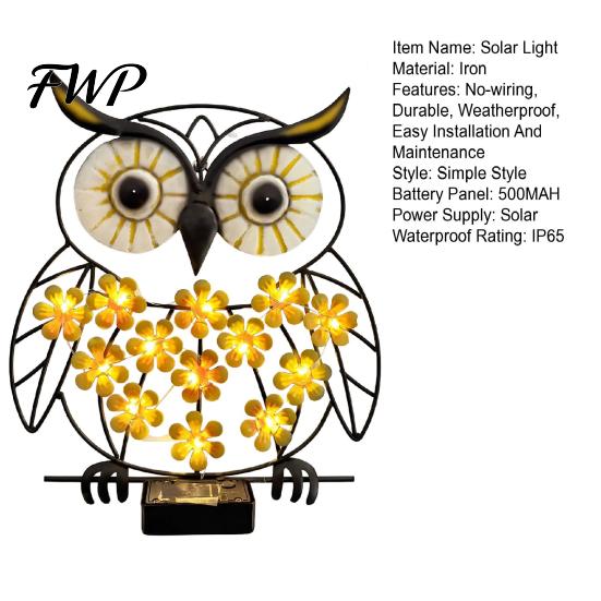 Decorative Solar Fence Light Owl Butterfly Garden Metal Outdoor Wall Decor Waterproof IP65 Weather Resistant Lights with Upgraded Panels and
