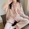 Coral Velvet Pajama Lady Autumn Winter Extra Thick Velvet Lovely Strawberry Rabbit Flannel Homewear Set