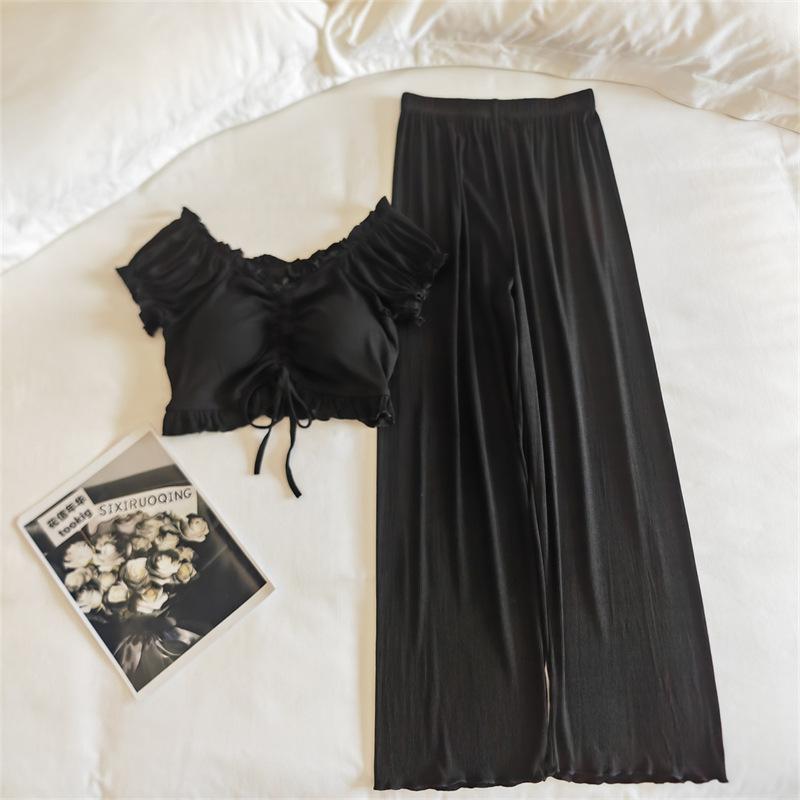 Женский летний комплект пижамы из модала с пышными рукавами и встроенными чашечками - Сексуальная домашняя одежда Pure Desire