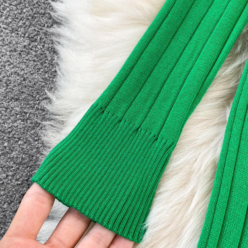 Шикарное элегантное облегающее платье с высоким воротником и длинными рукавами и поясом, пикантное модное вязаное платье, тонкий осенне-зимний свитер-карандаш, халат