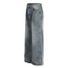 Mens Relaxed Fit Straight Leg Denim Jeans With Washed Effect Rhinestone Embellishment Vintage Streetwear Style