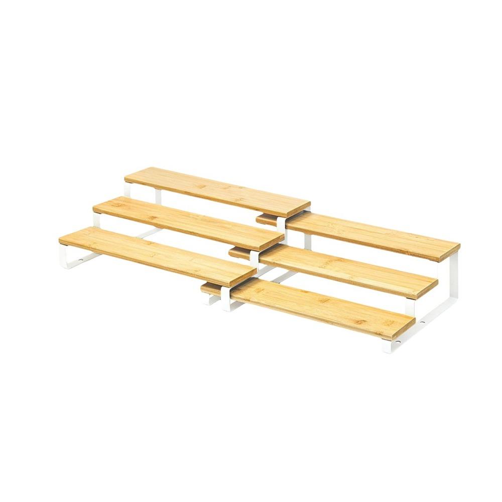 Large Capacity Expandable Step Storage Rack Bamboo Model Display Stand For Kitchen