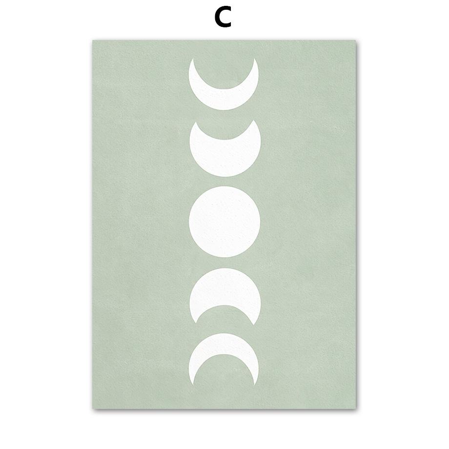 Абстрактное зеленое растение, плакат и линия печати, богемная луна, настенное искусство, мудрец, холст, картина, скандинавская настенная картина, украшение для гостиной