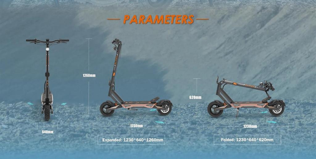 KuKirin T3 Foldable Electric Scooter 800W Brushless Motor 48V 15.6Ah 58KM Long Range 10" All-Terrain Off-Road E-Scooter