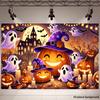 One 2D flag - Halloween-themed banner background featuring smiling pumpkins ghosts etc.
