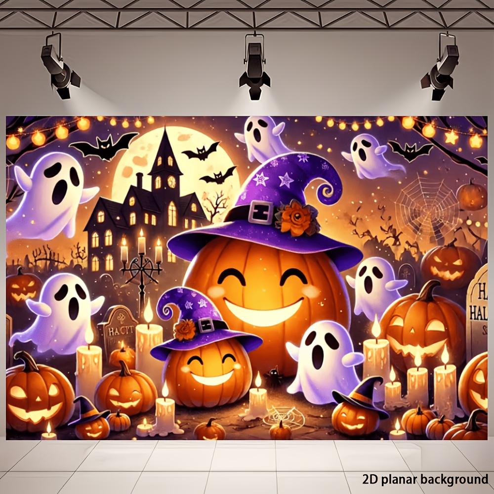 One 2D flag - Halloween-themed banner background featuring smiling pumpkins ghosts etc.