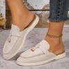 Fashion Summer New Flat Casual Fashion Shoes Walk Loafers Women Open Style Half Slippers Suede Backless Flat