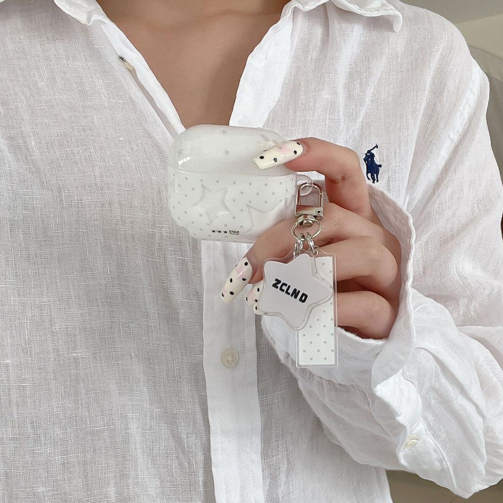 Чехол-кейс для AirPods pro1 apple bluetooth гарнитуры, в горошек, с вырезанной звездой, 1-го поколения, мультяшный защитный чехол